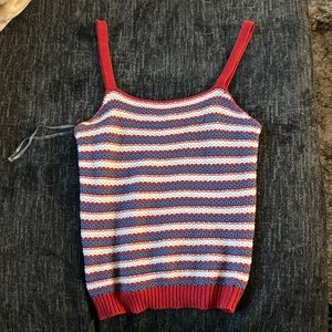 Red white and blue tank top knitted material